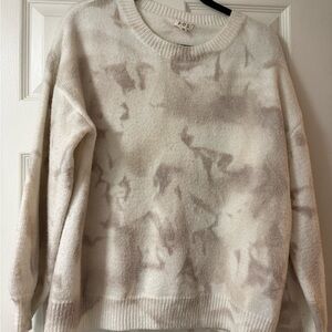 POL Neutral Tie-Dye Knit Sweater | Size Small | Cozy Pullover